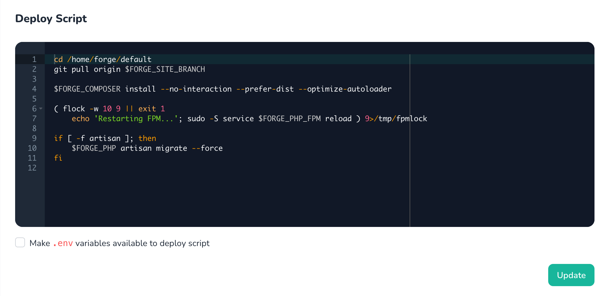 Deploy script screenshot